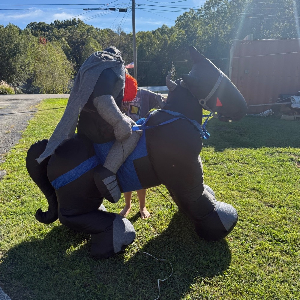 Halloween Headless Horseman Inflatable Yard Decor Pumpkin Horse Black 6ft READ